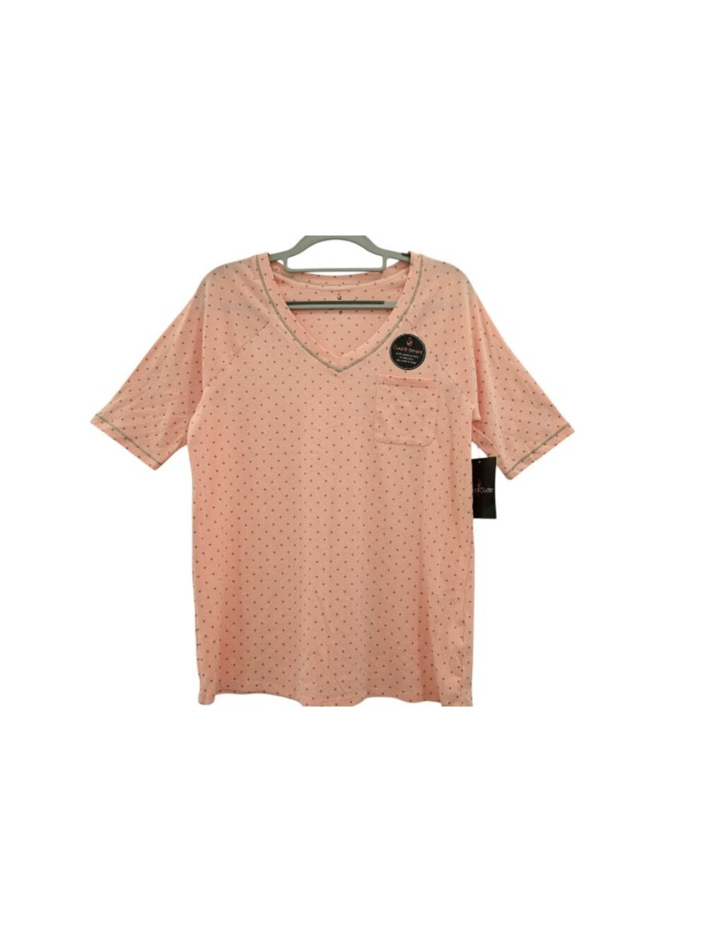 NWT Cuddl Duds V Neck Short Sleeve Lounge And Sleep Shirt Sz S Pink Brown Crop